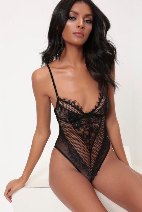 Black Diamond Lace High Rise Bodysuit
