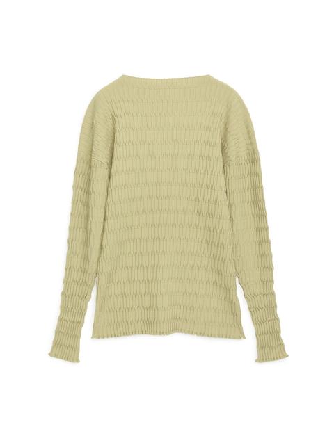 Textured Wide-neck Jumper - Yellow