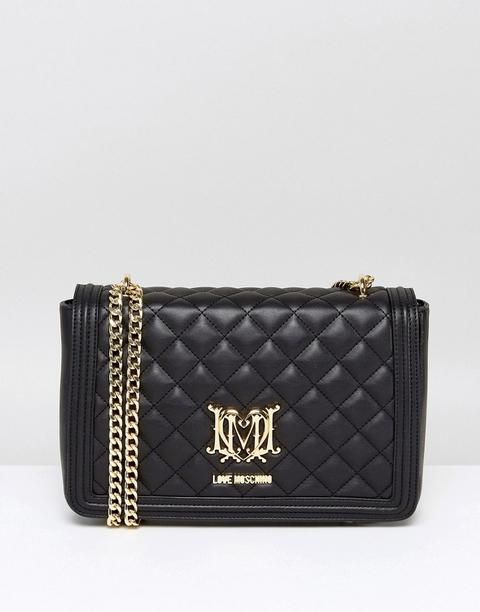 Love Moschino - Borsa Da Spalla Trapuntata Con Catena - Nero