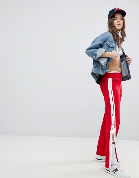 Tommy Jeans - Pantaloni Con Bottoni A Pressione - Rosso