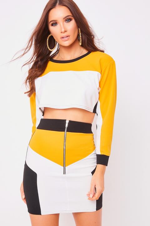 Harley Mustard Panel Detail Skirt Co Ord Set