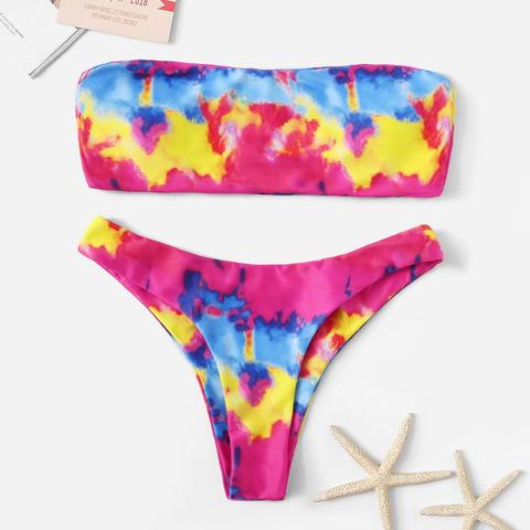 Bandeau De Tie Dye Con Set De Bikini