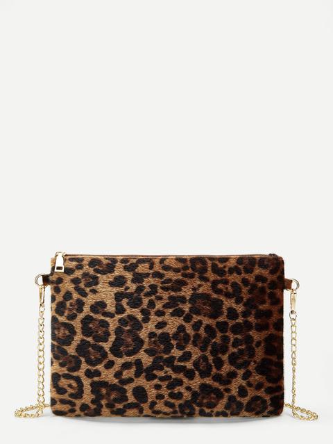 Pochette Con Catena E Motivo Leopardo