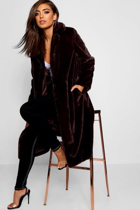 maxi faux fur coat with hood