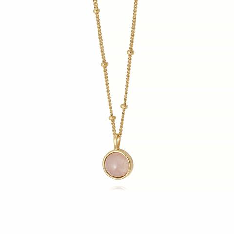 Rose Quartz Healing Stone Necklace 18ct Gold Plate