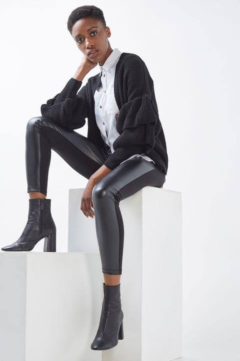 Womens Pu Ponte Leggings - Black, Black