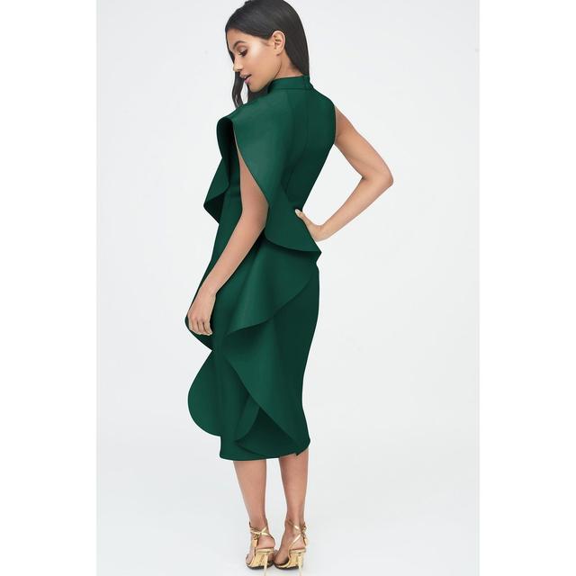 Green signature multi 2025 scuba frill midi dress