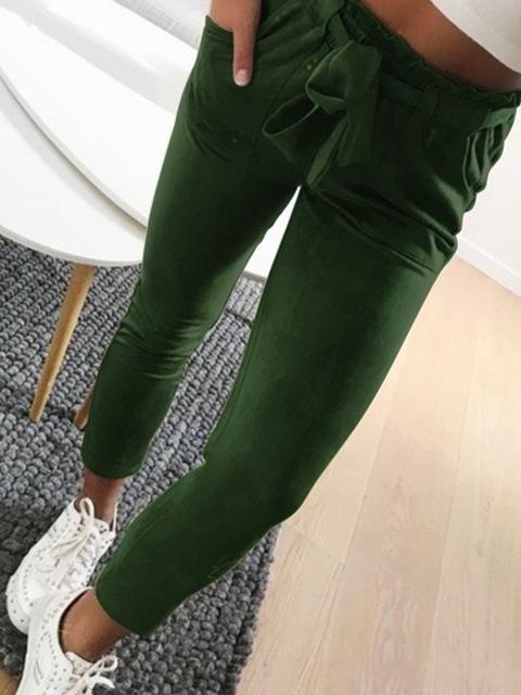 Pantaloni Coulisse Tasche Casuale 7/8 Verde