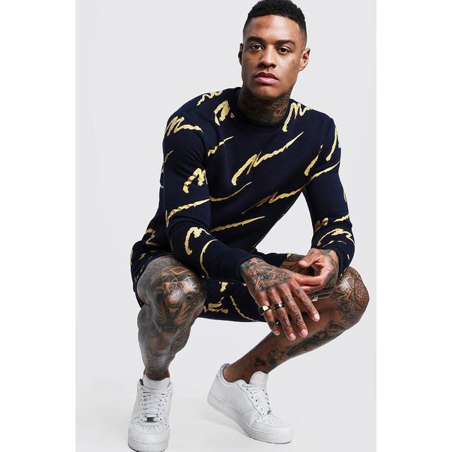 all over man print sweater short tracksuit