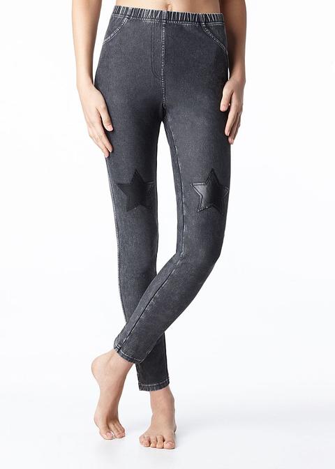 Leggings Jeans Patch Stelle