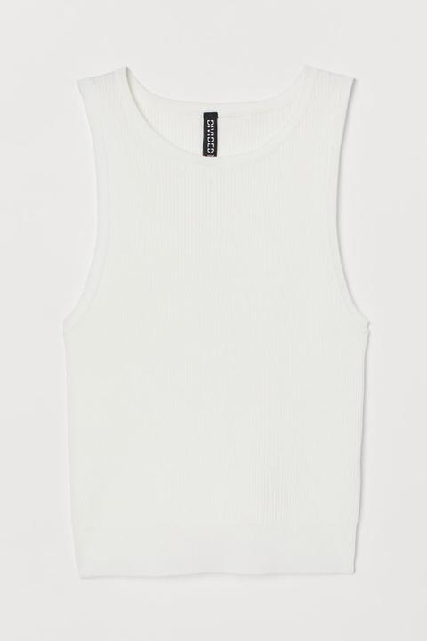 Ribbed Vest Top - White