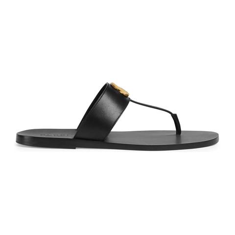 Leather Thong Sandal With Double G from Gucci on 21 Buttons