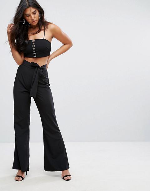 Missguided - Hose Mit Weitem Bein Und Taillenband - Schwarz