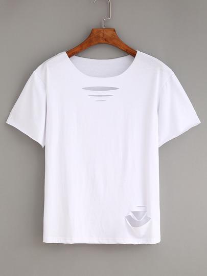 Camiseta Rotos Casual Blanco