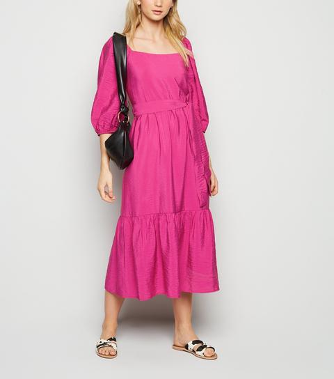 tiered midi dress with sleeves