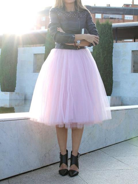 Gonna In Tulle Vita Alta Adorabile Tutu Rosa