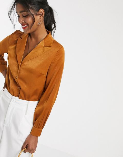 Unique21 Satin Shirt Wrap Bodysuit