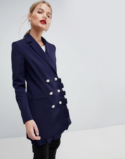 Asos - Blazer Con Volant - Navy