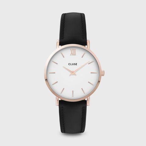 Minuit Leather Rose Gold White/black