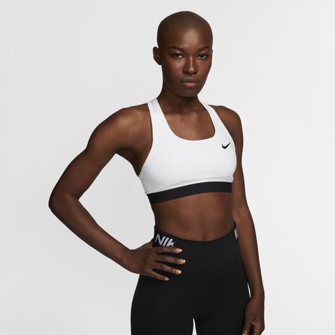 Nike Dri-fit Swoosh Sujetador Deportivo De Sujeción Media Sin Almohadilla - Mujer - Blanco