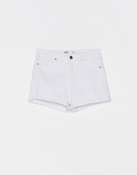 Denim-shorts Mit Saumaufschlag