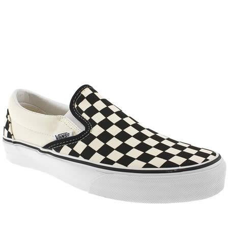 Black & White Classic Checkerboard Slip On Trainers