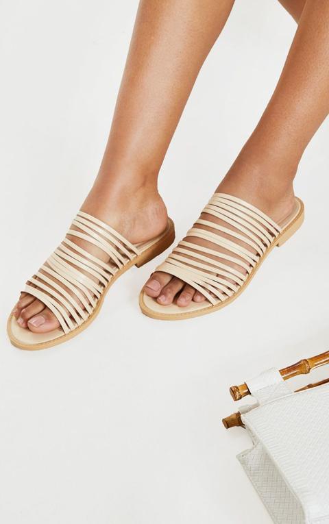 Nude Strappy Mule Flat Sandal