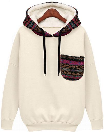 Sudadera Con Capucha Bolsillo-blanco