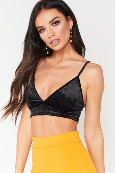 Daisy Black Crushed Velvet Bralette