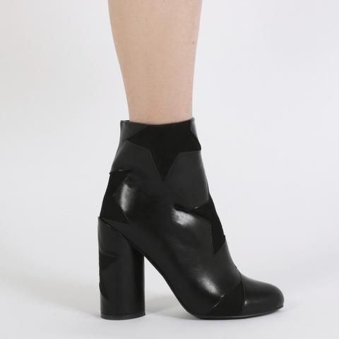 Afra Black Star Print Ankle Boots In Black