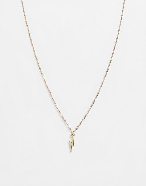 Asos Design Neckchain With Ditsy Lightning Bolt In Gold Tone