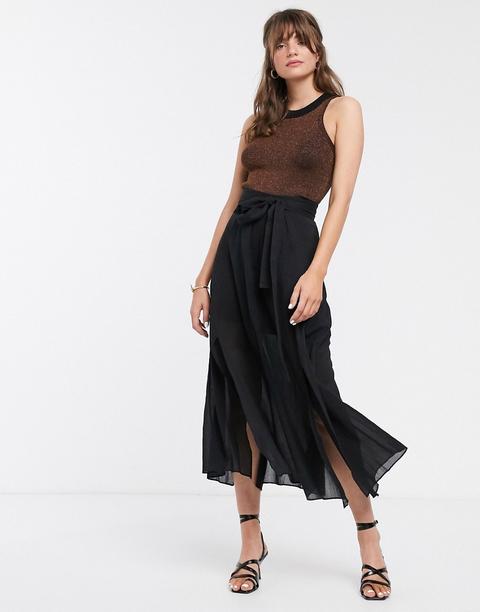 Falda Midi Negra De & Other Stories-negro