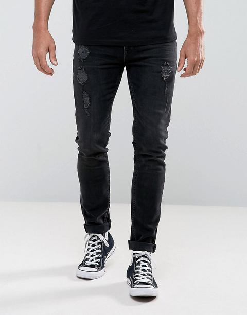 Asos - Jeans Skinny In Denim Nero Da 12