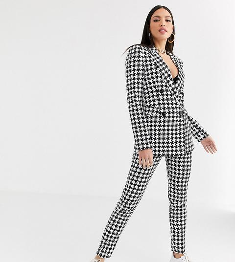 Asos Design Tall Mono Dogstooth Suit Blazer-multi