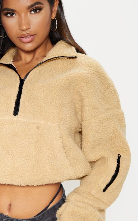 sand oversized zip front sweater