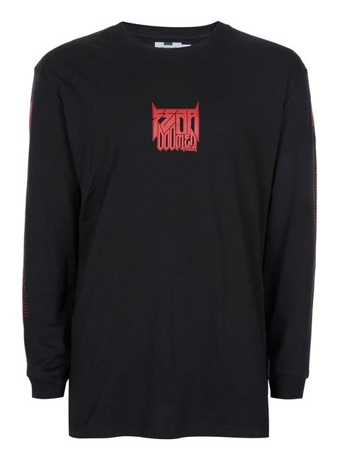 Black Printed Oversized Long Sleeve T-shirt