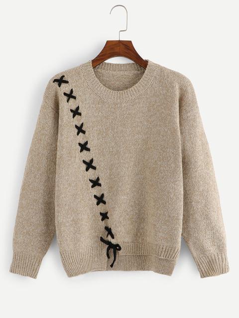 Lace Up Asymmetrical Sweaters