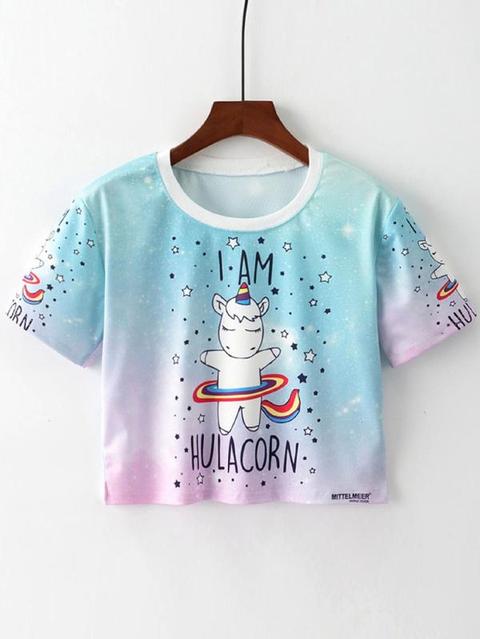 T-shirt Con Stampa Unicorno