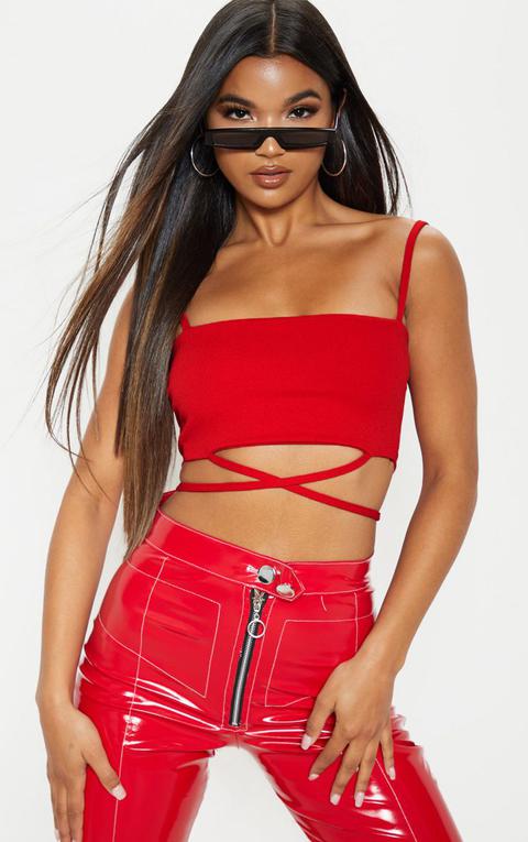 Red Strap Crop Top