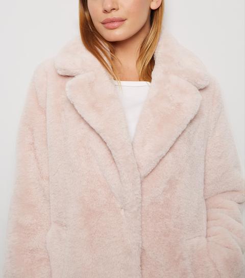 Pale Pink Faux Fur Longline Coat Deals, Pink Longline Faux Fur Coat