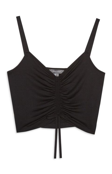 Black Ruched Crop Cami