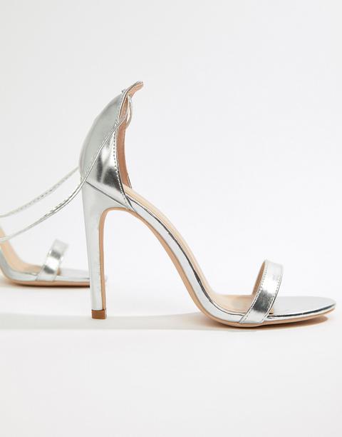 silver ankle tie heels