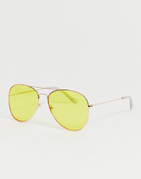 Pieces Oversized Aviator Sunglasses-yellow