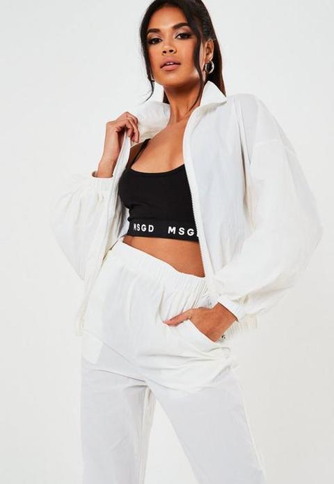 White Co Ord Zip Through Windbreaker Jacket, White