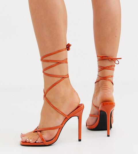 Asos Design - Navigate - Sandales Minimalistes Pointure Large À Talons - Orange