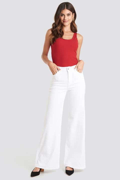 Mango Wideleg Jeans - White