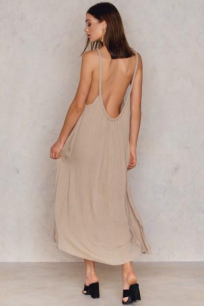 Na-kd Boho French Twist Dress - Beige