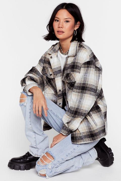 Womens Check Slouchy Oversized Shacket