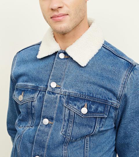 Blue Washed Borg Lined Denim Jacket 