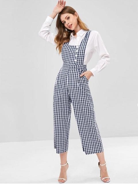 white wide leg overalls